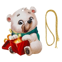 Ёлочная деревянная подвеска &laquo;Новый год! Белый мишка&raquo;