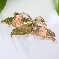 Брошь &laquo;Галиотис&raquo; бабочка со сложенными крылышками, цвет бело-зелёный в розовом золоте