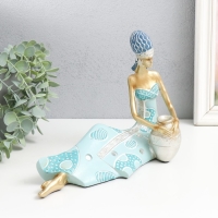 Сувенир полистоун "Африканская красавица с кувшином" золото с голубым 24,5х9,5х19 см