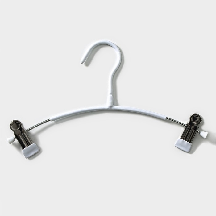 Вешалки для брюк и юбок с зажимами, 29&times;16 см, металл ПВХ покрытие, набор 10 шт, цвет белый