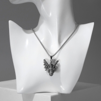 Кулон &laquo;Дракон&raquo; морда, цвет чернёное серебро, L=70 см