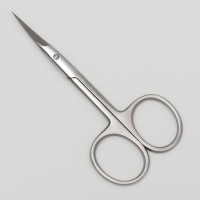 Ножницы маникюрные, для кутикулы, загнутые, узкие, 10 см, на блистере, цвет матовый серебристый, 052