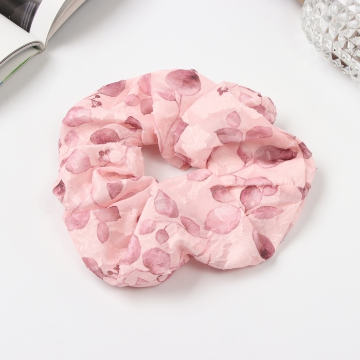 Резинка для волос "Орбита" листочки стиль, 13 см, розовый