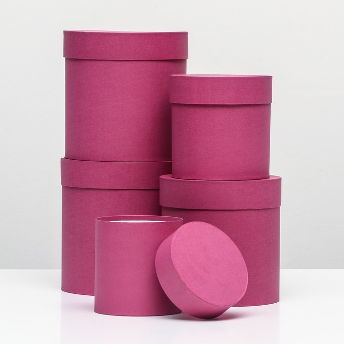 Набор шляпных коробок 5 в 1 "Фуксия", 20 &times; 20 &times; 20‒13,5 &times; 13,5 &times; 13,5 см