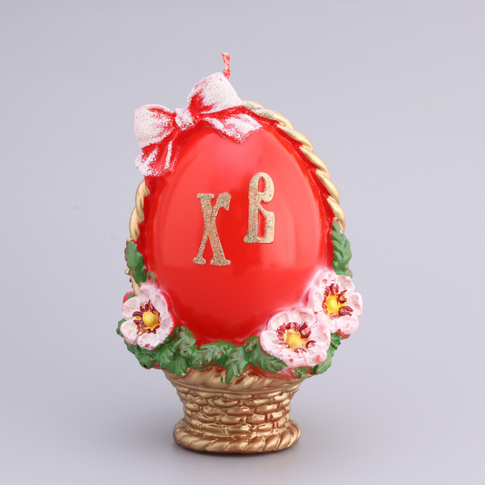 Свеча фигурная большая Свеча фигурная большая "Пасхальное яйцо в корзинке", 9,5х14,5 см, 220 гр