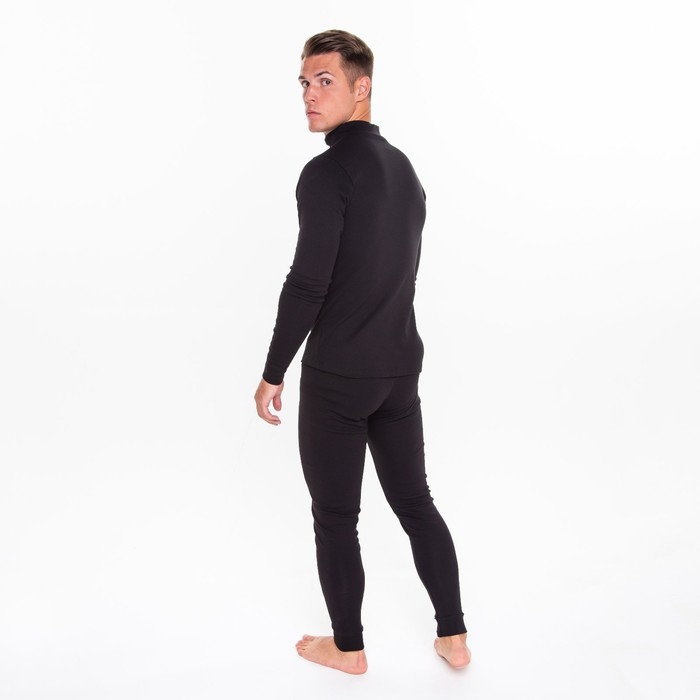 Термобельё мужское (джемпер, кальсоны), цвет чёрный, размер 52