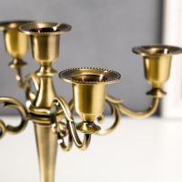 Подсвечник металл на 5 свечей "Лаконичность" цвет латуни 26,5х27,5х10 см