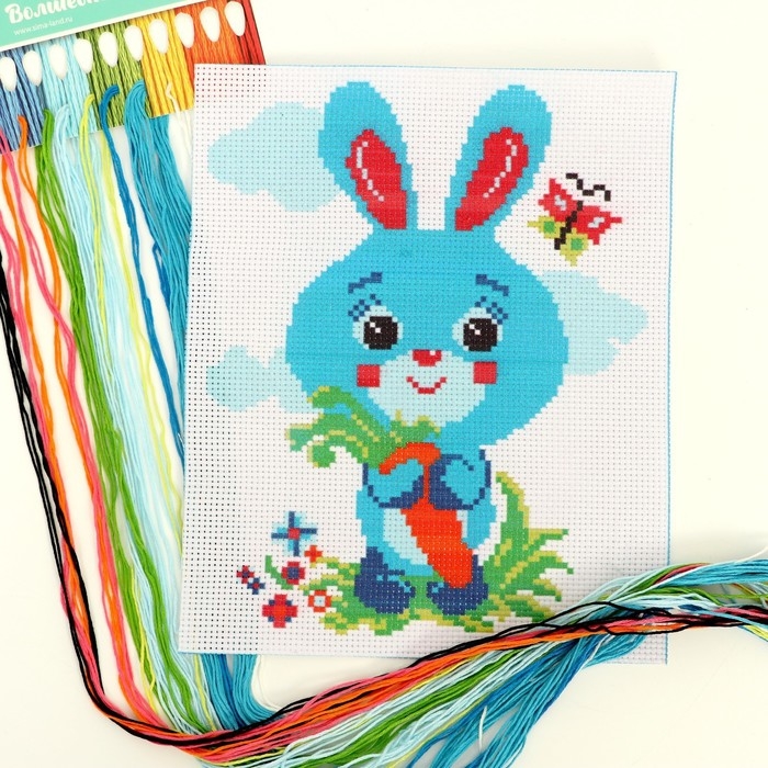 Вышивка крестиком &laquo;Заяц с морковкой&raquo;, набор для творчества, 25 х 20 см