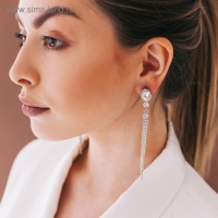 Серьги висячие со стразами &laquo;Свидание&raquo; клинок, цвет белый в серебре,10 см