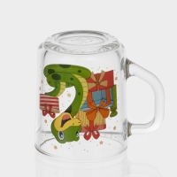 Кружка стеклянная чайная &laquo;Новогодние змейки&raquo;, 200 мл, МИКС