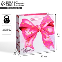 Пакет подарочный ламинированный квадратный, упаковка, &laquo;Поздравляю!&raquo;, 22 х 22 х 11 см