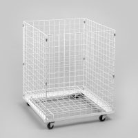 Корзина-накопитель складная, на колесах, 1 полка, 60&times;60&times;80 см, цвет белый