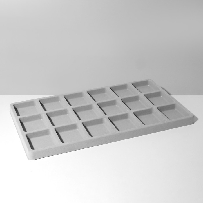 Подставка для украшений 18 ячеек, пластик, 35×20×1,5 см, цвет серый Подставка для украшений 18 ячеек, пластик, 35×20×1,5 см, цвет серый