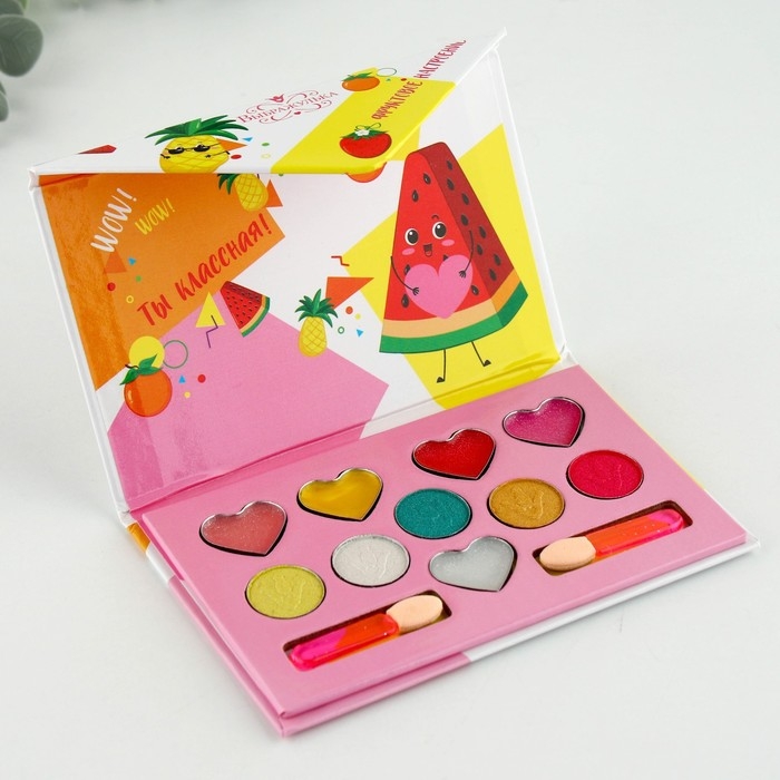Набор косметики для девочки &laquo;Фруктовое настроение&raquo;,тени 5 цв по 1,3 гр, блеск 5 цв по 0,8 гр