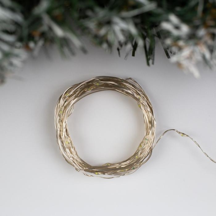 Гирлянда &laquo;Нить&raquo; 5 м роса, IP20, серебристая нить, 50 LED, 2 режима, батарейки AAх3 (не в комплекте), свечение белое