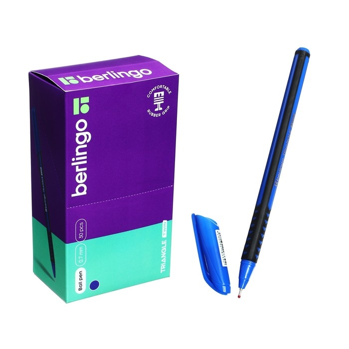 Ручка шариковая Berlingo "Triangle Twin", 0,7 мм, игольчатый стержень, синяя 309748