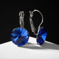 Серьги со стразами «Яркая классика», цвет синий в серебре, d=1,4 см Серьги со стразами «Яркая классика», цвет синий в серебре, d=1,4 см