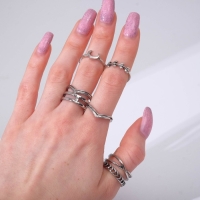 Набор колец 7 штук &laquo;Ассорти&raquo; нимбы, размер МИКС, цвет серебро