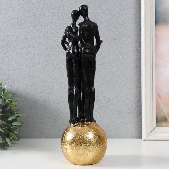 Сувенир полистоун Сувенир полистоун "Абстракция. Семья на шаре" золото с чёрным 9,5х9,5х32 см