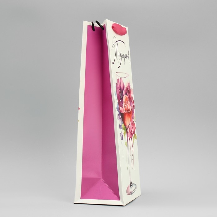 Пакет подарочный под бутылку, упаковка, &laquo;Бокал&raquo;, 36 х 13 х 10 см