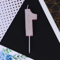 Свеча для торта, цифра &laquo;1&raquo;, розовая, 10 х 2,8 см