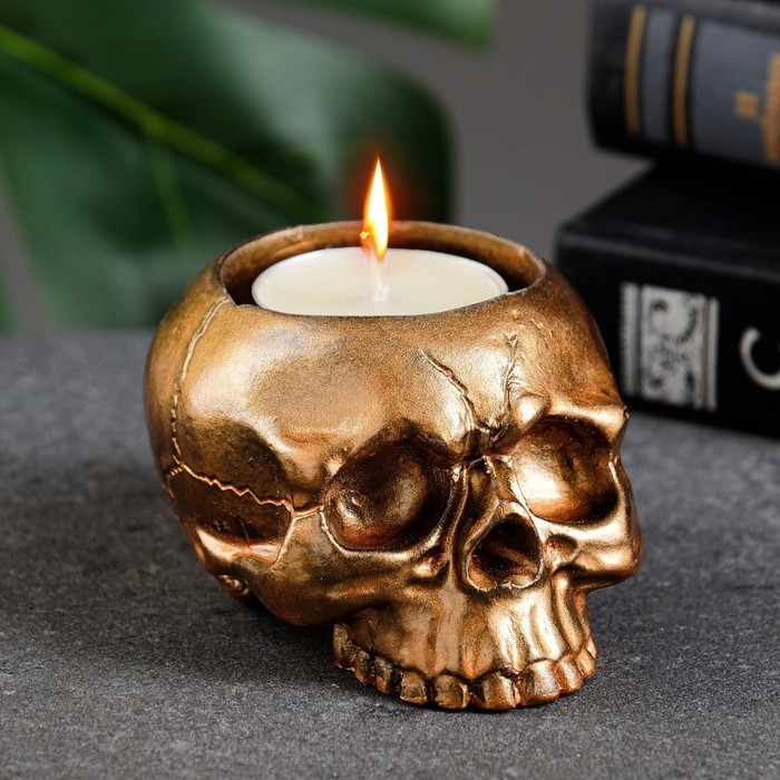Подсвечник Подсвечник "Череп" бронза, 9х7х5см