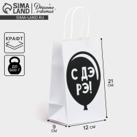 Пакет подарочный крафтовый, упаковка, &laquo;ДР&raquo;, 12 х 21 х 9 см