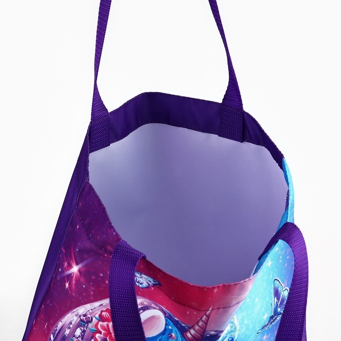 Шопер детский для девочки детская для девочки &laquo;Единорожка&raquo;, 32х25х1 см, без молнии, без подклада, сиреневый