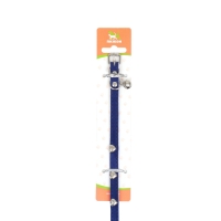 Ошейник бархатистый с сердечками, 32 х 1 см, ОШ 23-29, текстиль и кожзам, синий Ошейник бархатистый с сердечками, 32 х 1 см, ОШ 23-29, текстиль и кожзам, синий