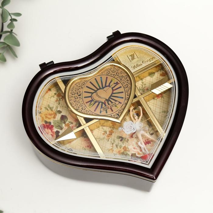 Шкатулка музыкальная пластик "Изогнутое сердце" МИКС 19х17х7 см