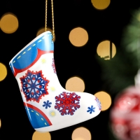 Ёлочная игрушка "Валенок", 6см, керамика Ёлочная игрушка "Валенок", 6см, керамика