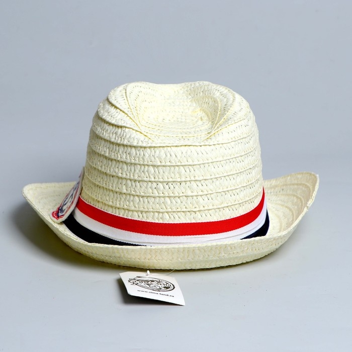 Панама соломенная детская для мальчика &laquo;Якорь&raquo;, р-р 52-54