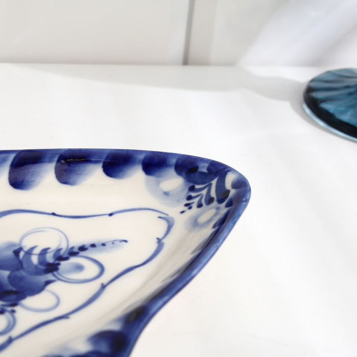 Селедочница "Рыбка", гжель, фарфор, 24х14 см