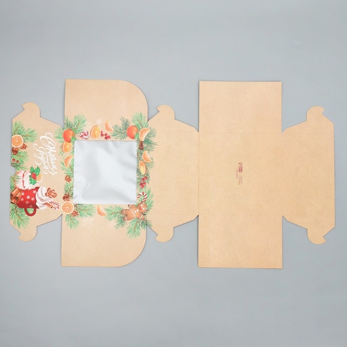 Коробка для капкейков складная с двусторонним нанесением &laquo;С Новым годом!&raquo;, 16 х 16 х 10 см, Новый год