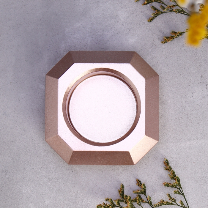 Подсвечник Подсвечник "Квадрат" из гипса со скошенными углами малый,9х3,5см,шампань