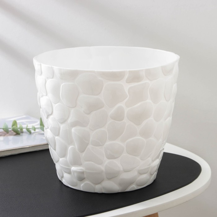 Горшок с поддоном &laquo;Камни&raquo;, 4,8 л, цвет белый