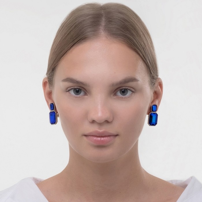 Клипсы &laquo;Вечеринка&raquo; ромбы, цвет синий в серебре