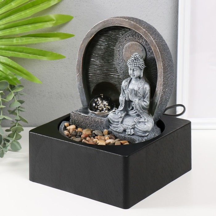 Фонтан настольный от сети, подсветка Фонтан настольный от сети, подсветка "Будда под луной" 18х18х24 см