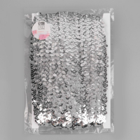 Тесьма декоративная с пайетками, на резинке, 3,5 см, 9 &plusmn; 0,5 м, цвет серебряный