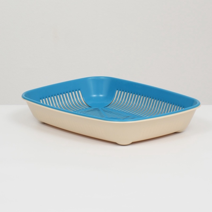 Туалет округлый с сеткой 33,5 х 25 х 6 см, голубой/бежевый