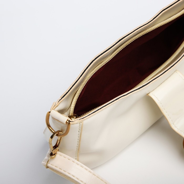 Сумка-багет на молнии, цвет белый