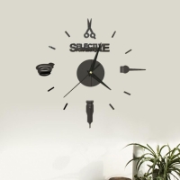 Часы настенные интерьерные, 3d "Парикмахер", наклейка, большие, d-45 см