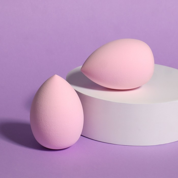 Спонжи для макияжа, набор - 2 шт, 6 &times; 4 см, увеличиваются при намокании, цвет розовый