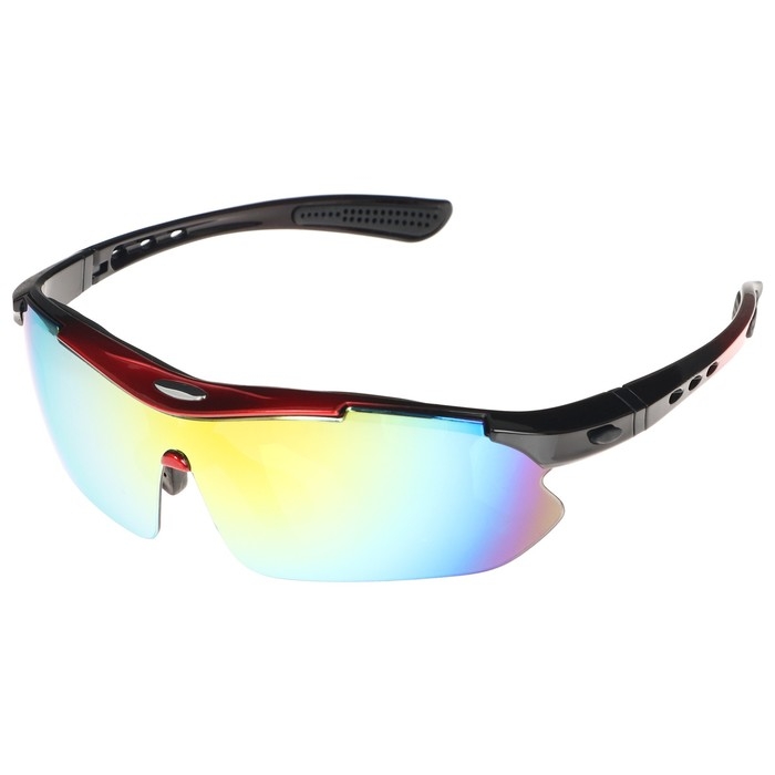 Очки велосипедные со сменными линзами в кейсе, цвет красный Очки велосипедные со сменными линзами в кейсе, цвет красный