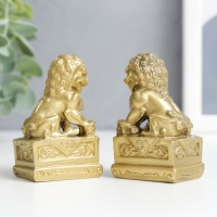 Нэцкэ бронза "Собаки Фу" (китайские львы Будды) (набор 2шт) 4,3 х 3,2 х 7 см