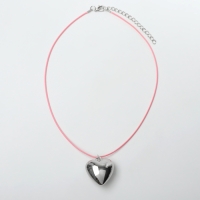 Кулон на шнурке &laquo;Сердце&raquo; объёмное, цвет серебро с розовым, 30+5 см