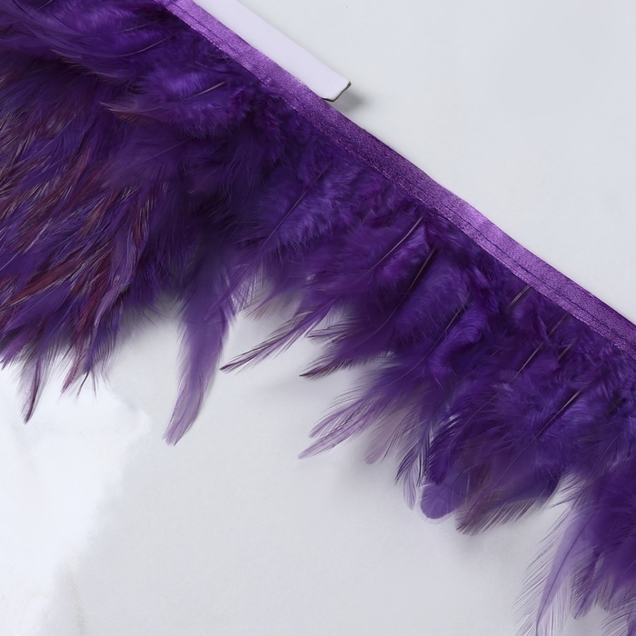 Тесьма с перьями петуха, 10-15 см, 5 &plusmn; 0,5 м, цвет фиолетовый