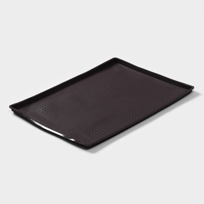 Коврик перфорированный прямоугольный Доляна, силикон, 40&times;31&times;1 см, цвет коричневый