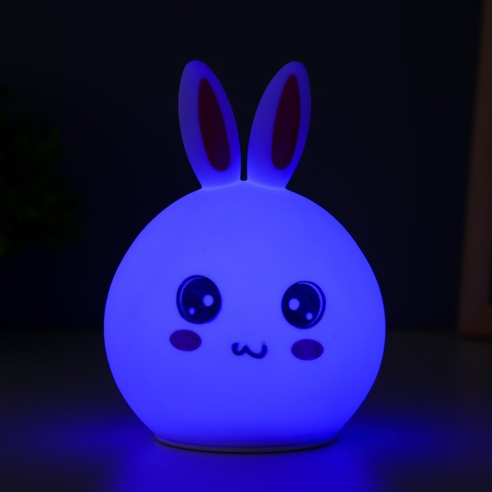 Ночник силикон "Антистресс Мякиш Зайчонок" 4хLED USB 16х11х10,5 см