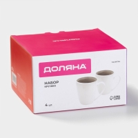 Набор кружек Доляна &laquo;Палитра&raquo;, 350 мл, фарфор, 4 шт, серый